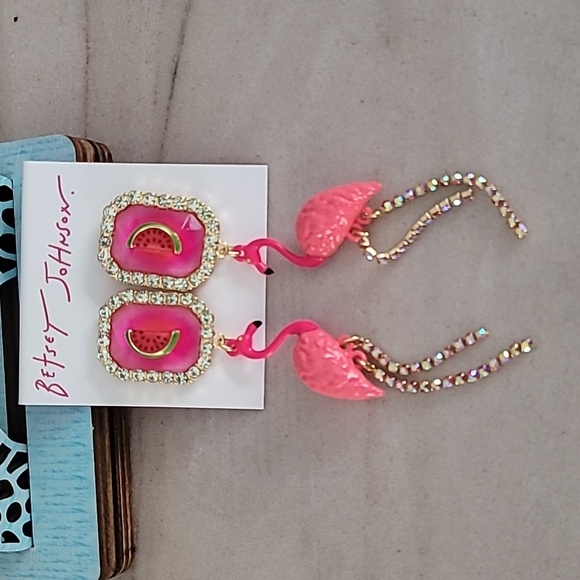 Betsey Johnson Jewelry - Pink Flamingo and Watermelon Earrings